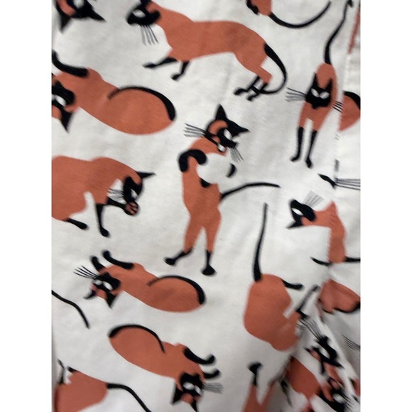 The Cat's Pajamas Siamese Cat Print Pajama Pants Small White Orange Good - Picture 3 of 7